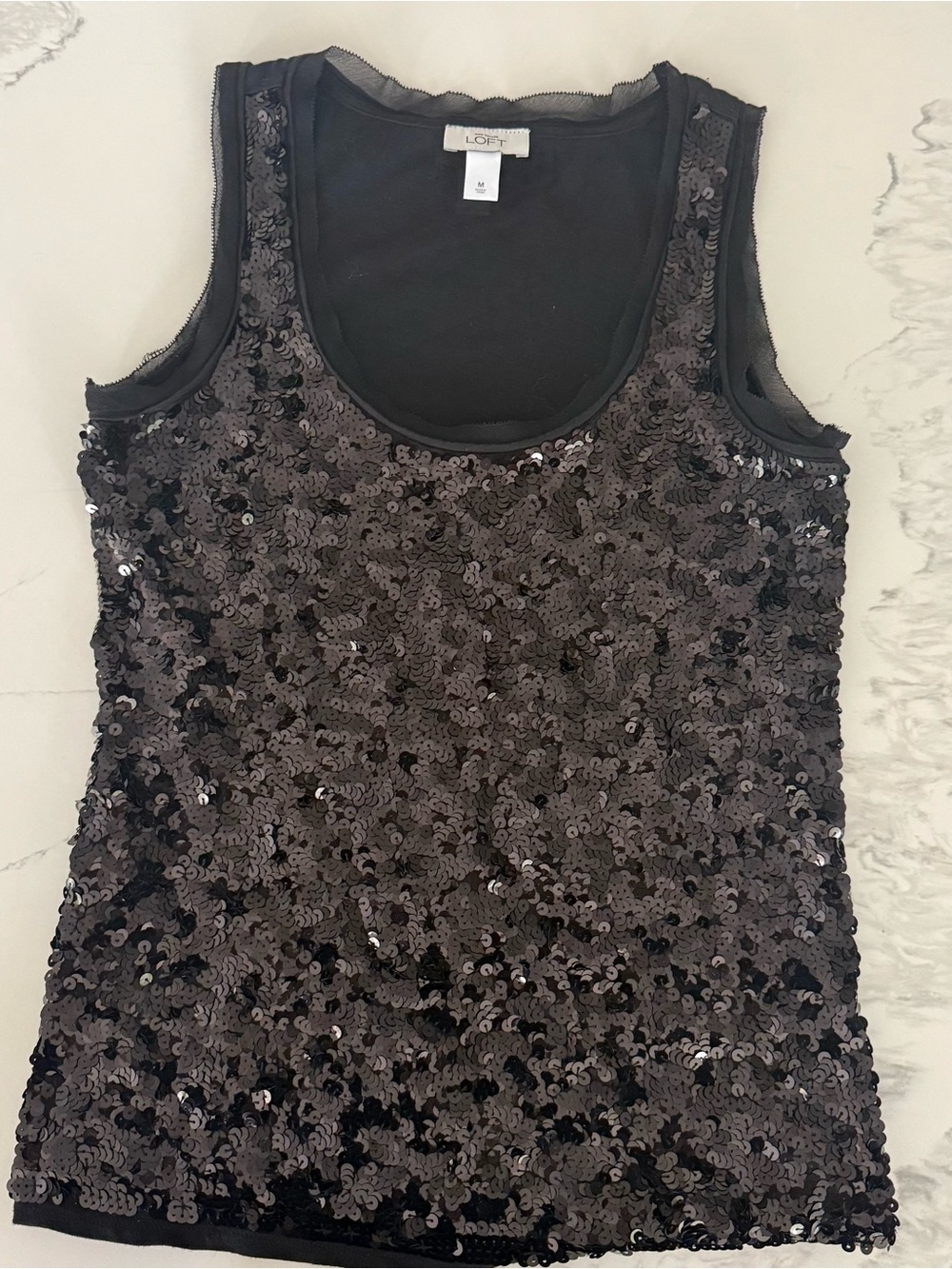 Black Sequin Tank Top